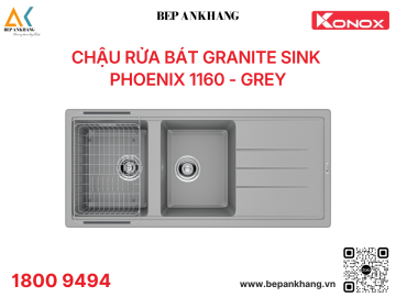 Chậu rửa bát Konox Granite Sink Phoenix 1160 – Grey